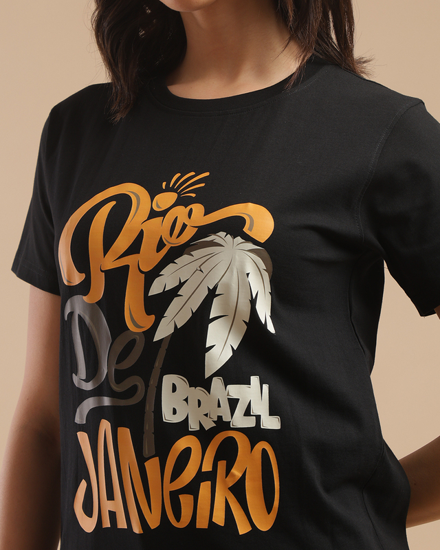 Printed T-Shirts for Women - black