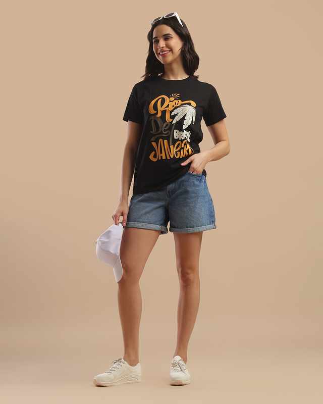 Printed T-Shirts for Women - black