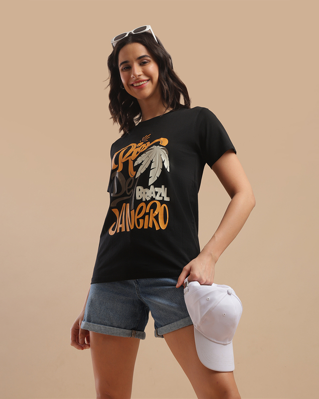 Printed T-Shirts for Women - black