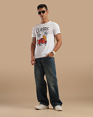 Printed T-Shirts for Men - white classic