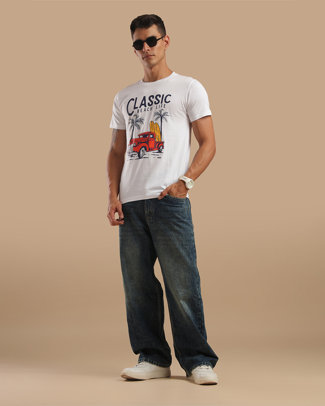 Printed T-Shirts for Men - white classic