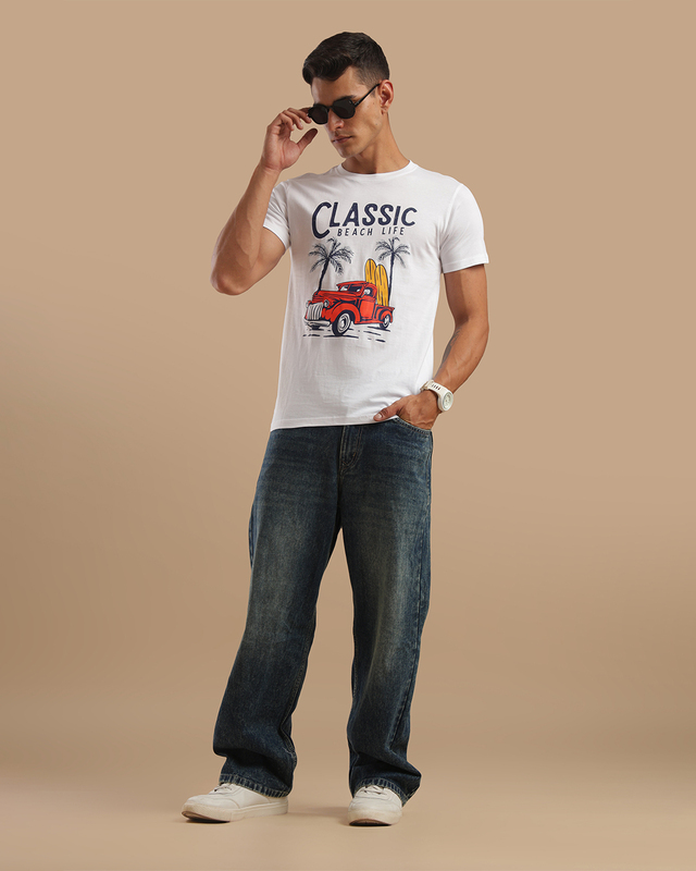 Printed T-Shirts for Men - white classic