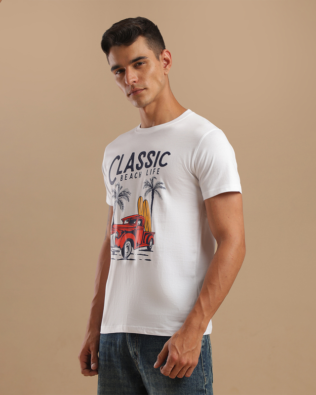 Printed T-Shirts for Men - white classic