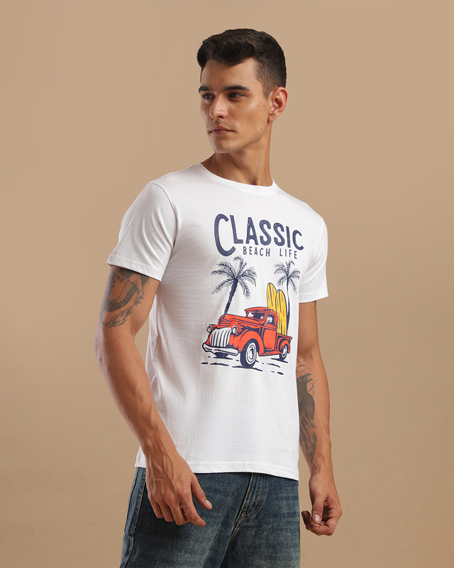 Printed T-Shirts for Men - white classic
